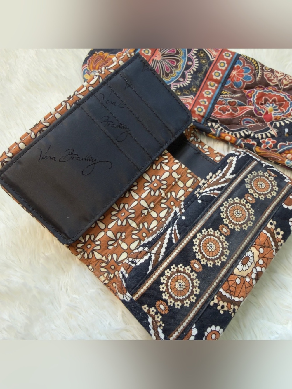 Vintage Vera Bradley Kensington Quilted Trifold Wallet & Long Case Set Paisley - Picture 4 of 7